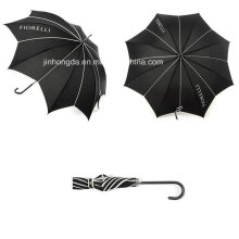 Logo Printing Black Leaf Shape Canopy Straight Umbrella (YSC0007)